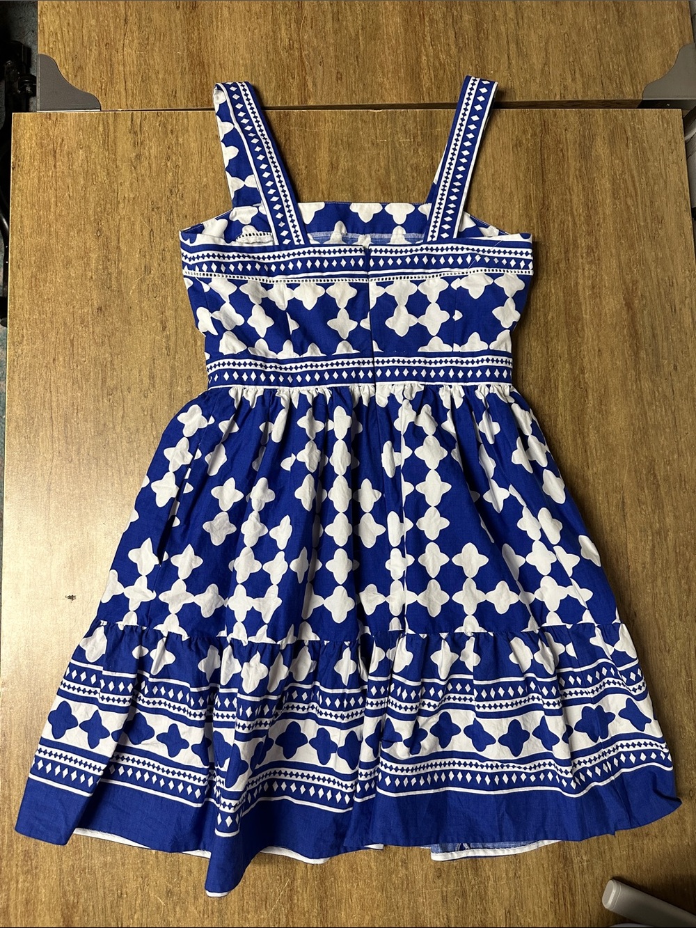 Kate spade like new poplin lantern flounce mini blue white as seen on tv dress - Picture 5 of 9
